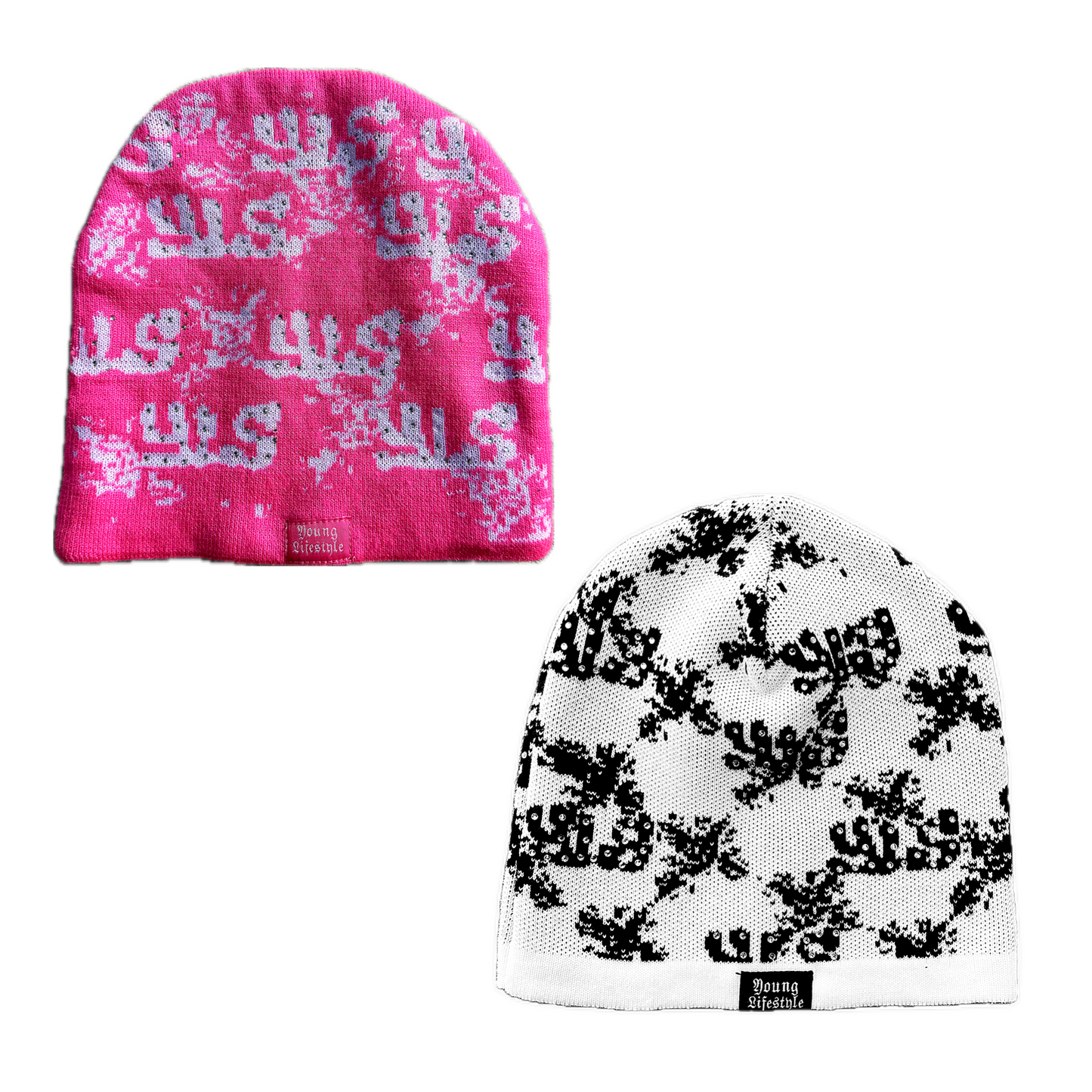 Pink + White Crosses Beanie Bundle